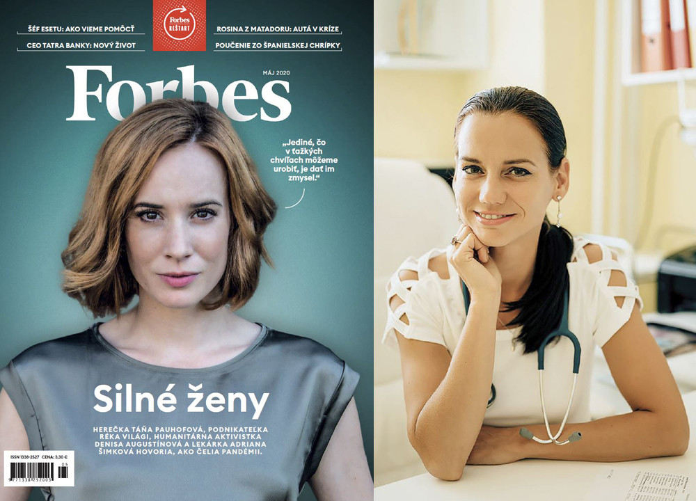 obálka časopisu Forbes a MUDr. Adriana Šimková PhD.